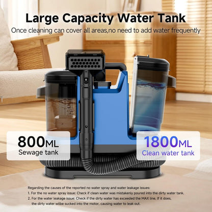 Vaconly Portable Carpet & Upholstery Cleaner Machine, Handheld Spot Cleaner with Dual Brush, 18KPa Suction, Large Removable Tank for Couch, Car, Stairs, Rugs & Pet Stains, Blue