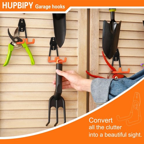 HUPBIPY Heavy Duty Garage Hooks - 5.1 Inch U-Shaped Wall Mounted Tool Organizer | 4 Pack for Ladders & Hoses