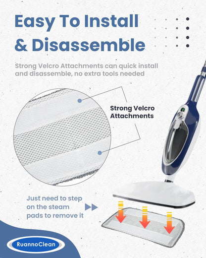 RuannoClean Steam Mop Pads Compatible with GorFanty Steam Mop GF-6610B & GF-6610, Replacement Mop Pads Compatible With Neugo NE033 NE033M Series Steam Mop, Washable & Reusable Microfiber Cloth -4 Pack
