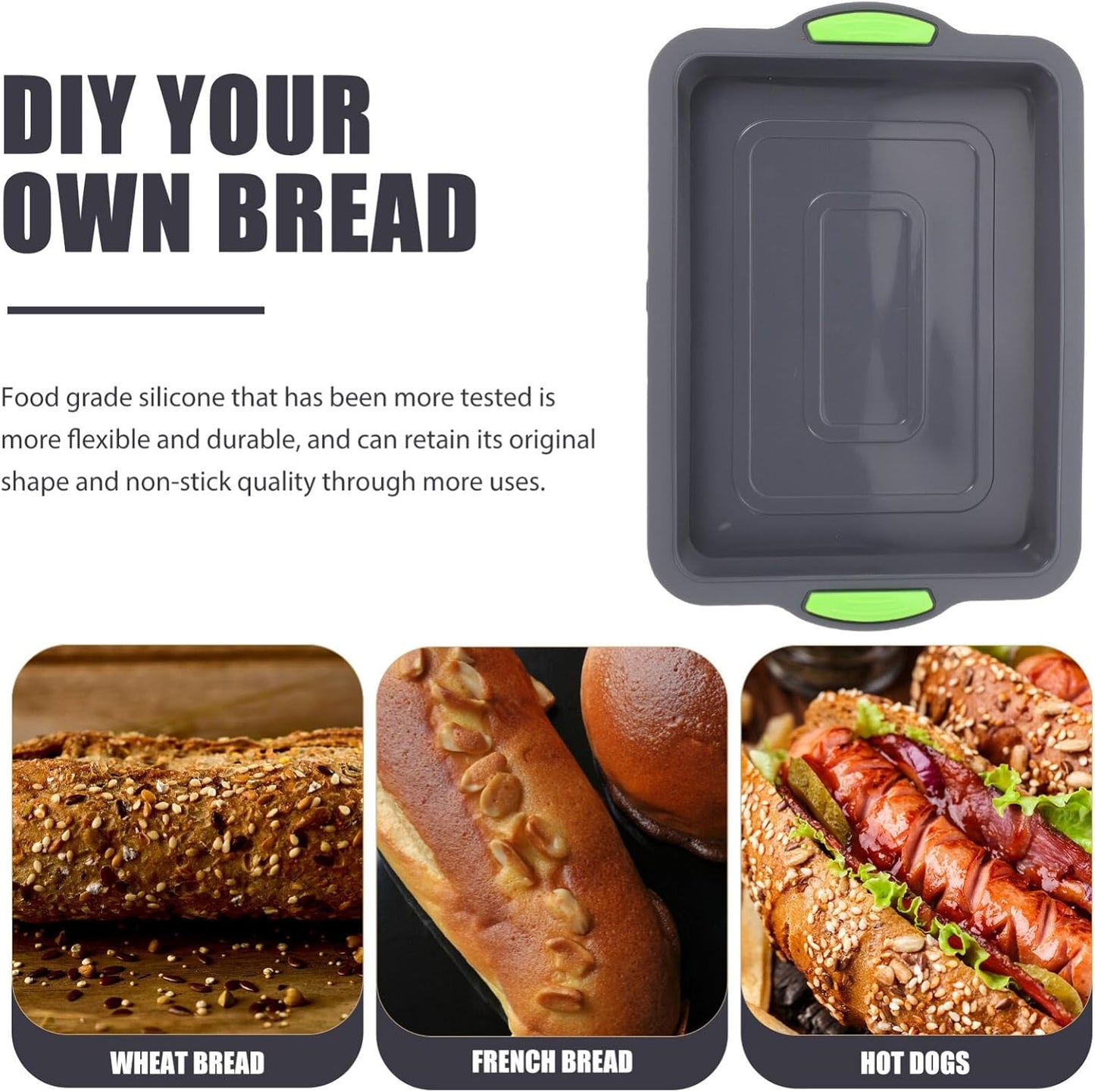 Hemoton Silicone Baking Sheet Tray Pan - Nonstick Rectangular Cookie Sheet with Silicone Handle for Oven