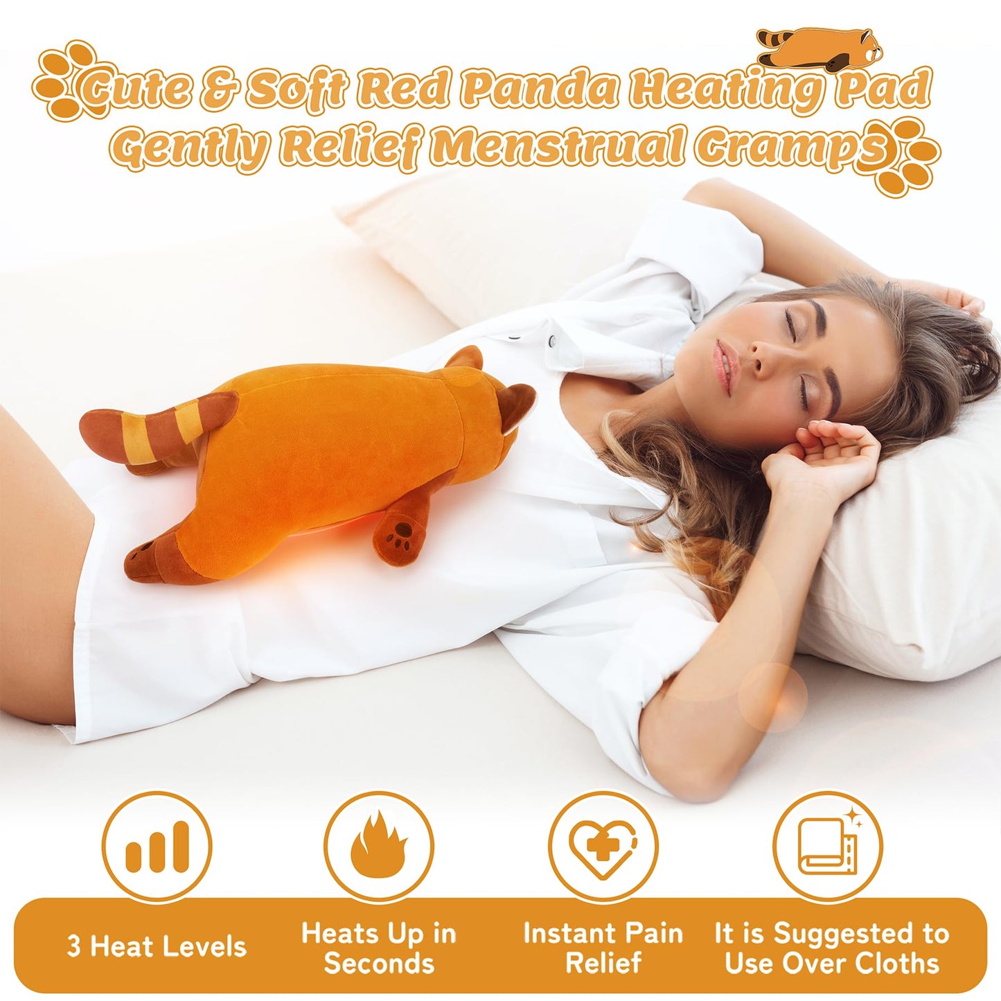 Electric Heating Pad for Period Cramps, Cuddly Soft 14" Capybara Plush with a Hot Soft Belly USB Powered, Menstrual Heating Pad Neck Shoulder Pain Relief, Gift for Women Daughter Wife