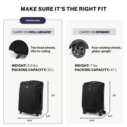 Travelpro Crew Classic Lightweight Softside Expandable Carry on Luggage, 2 Wheel Upright Rollaboard Suitcase, Men and Women, Carry On 22-Inch, Black