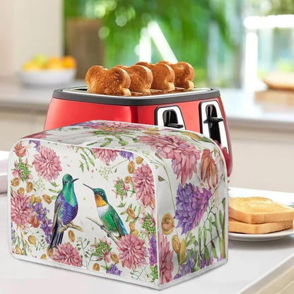 Hummingbird Floral Toaster Cover, Water-Resistant Kitchen Appliance Dust Protection for Most Standard 2 Slice Bread