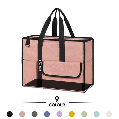 BALEINE Large Utility Tote Bag with Reinforced Bottom, Multi-Pockets and Top Zipper Closure, Perfect for Teachers, Nurses, Travel, Work - Water-Resistant (Medium, Navy)