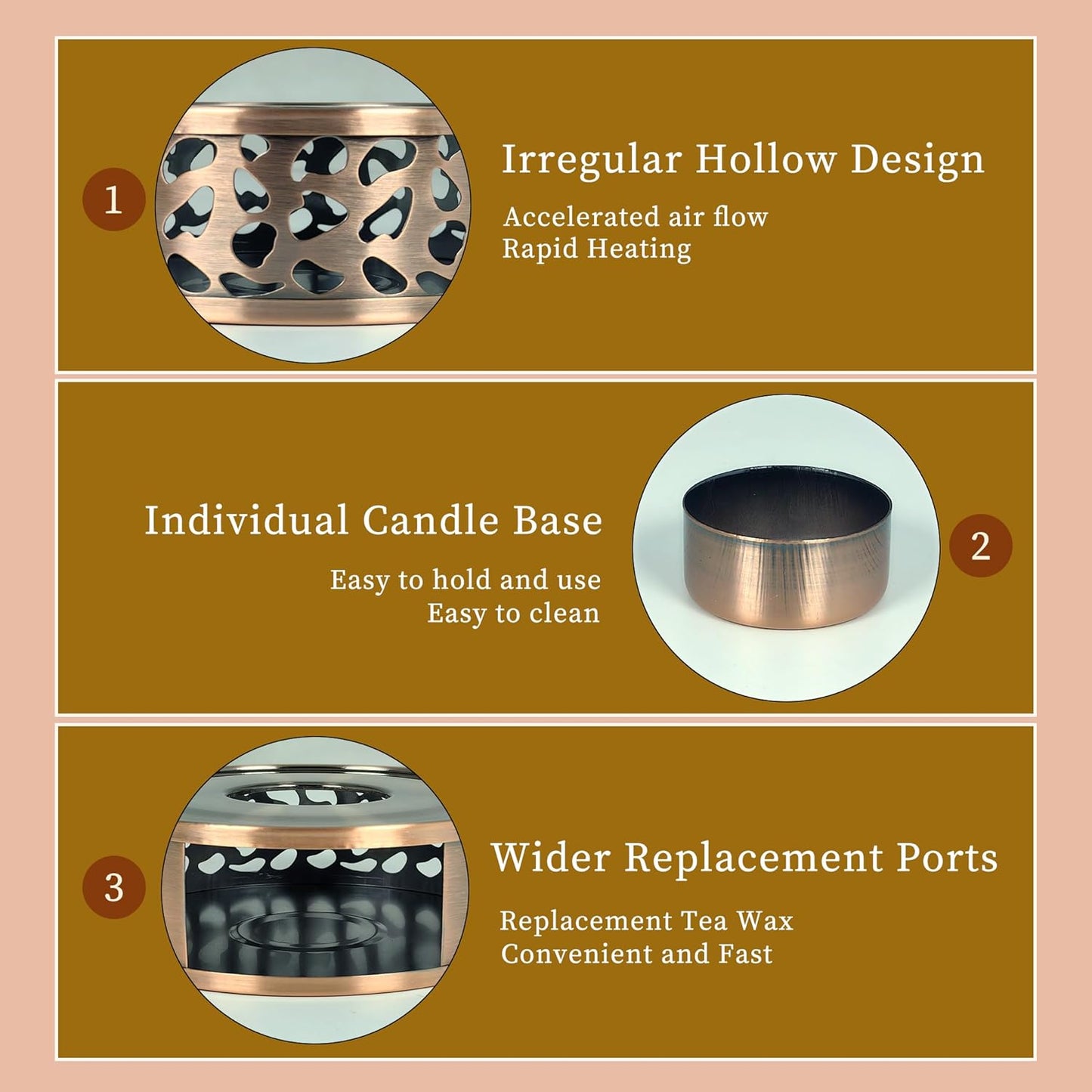 Teapot Candle Warmer with Tea Light Heater, C-Bronze Teapot Heating Base and Candle Holder