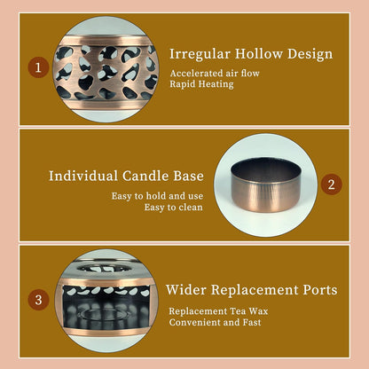 Teapot Candle Warmer with Tea Light Heater, C-Bronze Teapot Heating Base and Candle Holder
