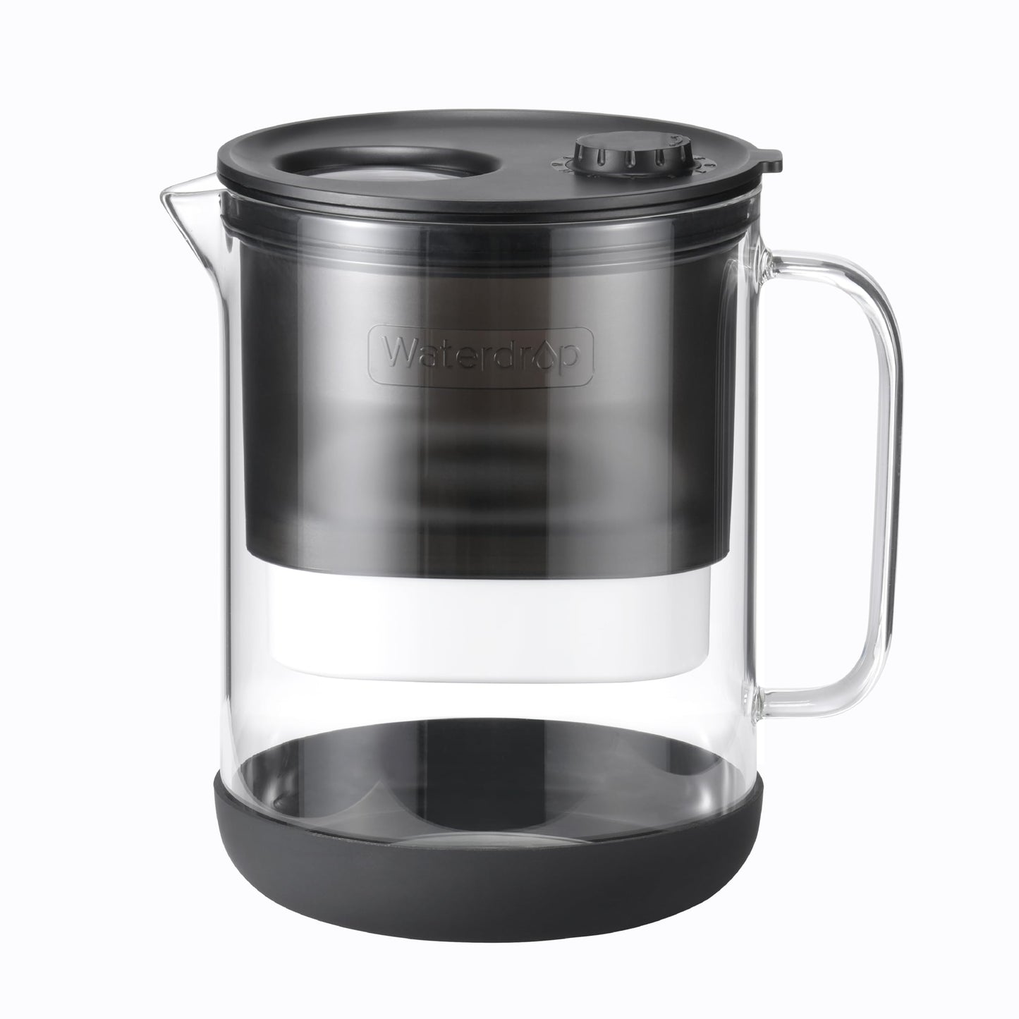 Waterdrop PT-72BL Glass Water Filter Pitcher, 7-Cup, Eco-Friendly, NSF/ANSI 53, 42 & 372 Certified Filter, Reduces PFOA/PFOS, Chlorine, Cadmium, Copper & Mercury, BPA-Free, Easy to Clean, Black