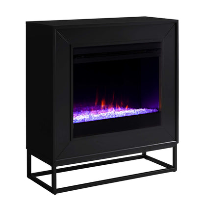 SEI Furniture - Holly & Martin Frescan Color Changing Electric Fireplace - Transitional Design, Black Glass and Wood - Ideal for Living Room, Bedroom (FC1063059)