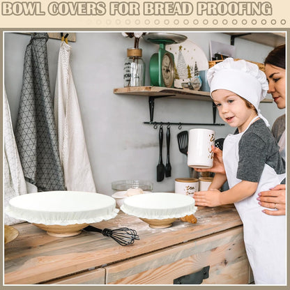 Patelai 10 Pieces Reusable Bowl Covers in 5 Sizes, Stretch Cloth Fabric Elastic Food Storage Covers in Ivory