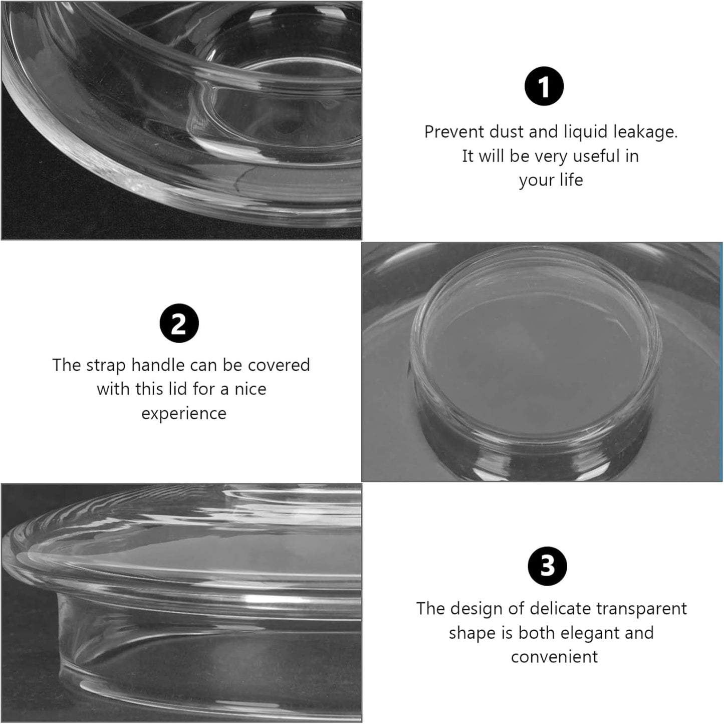 Cabilock 2pcs Replacement Glass Lid for Tea Kettle, Transparent Beverage Dispenser Lid, Household Tea Cup Covers