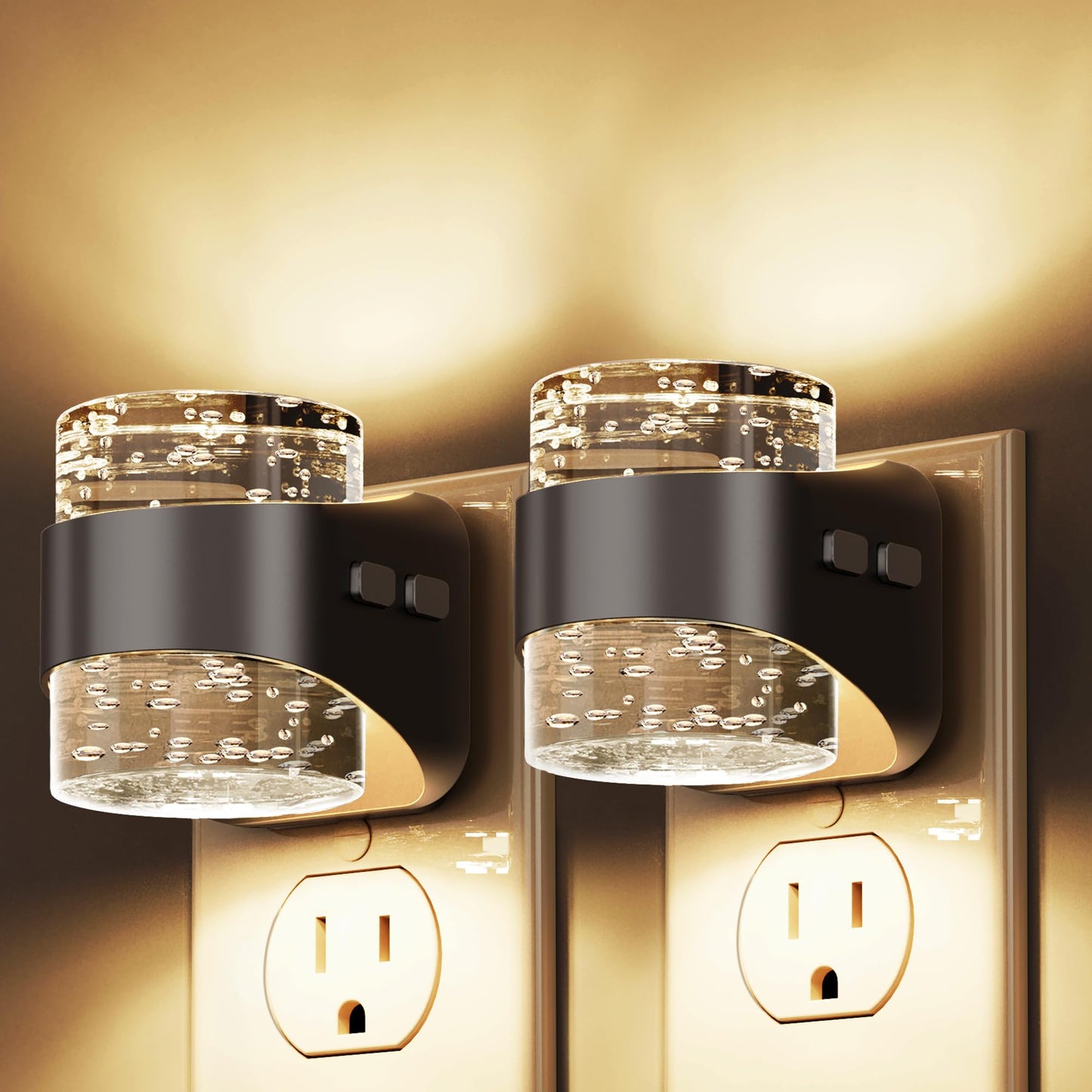 L LOHAS LED Night Light, Bubble Night Lights Plug into Wall,2 Pack 3000K/4000k/5000K Adjustable Color Temperature Night Light,Dimmable Nightlights with Dusk to Dawn Sensor for Rooms Bathroom Hallway