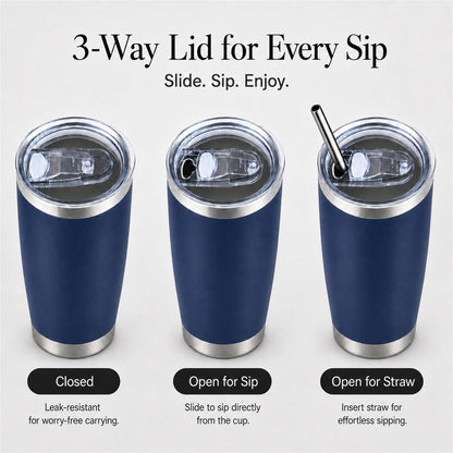 Pandance 20oz Stainless Steel Insulated Tumblers Bulk, Navy Blue, 12 Pack