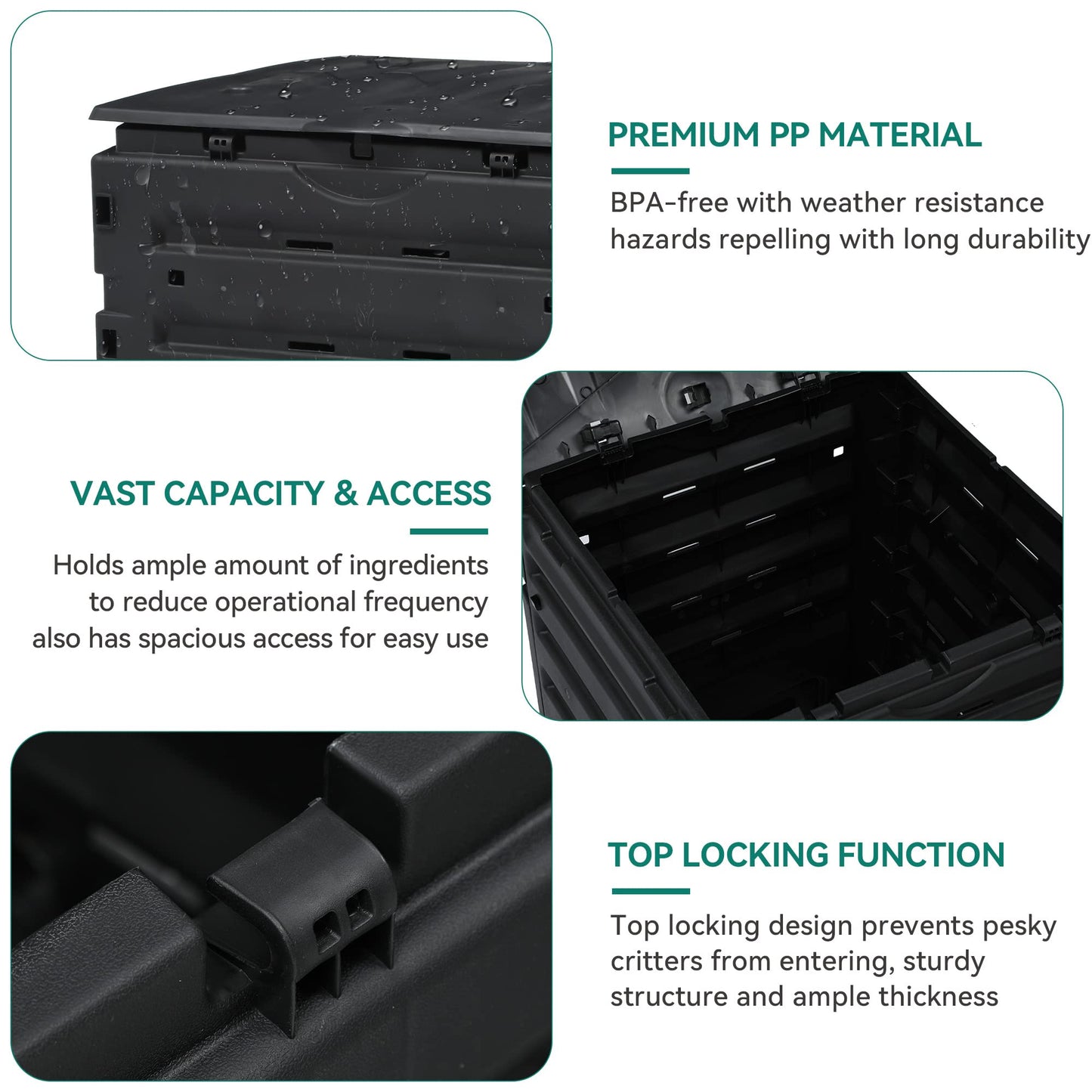 YITAHOME 120 Gallon (450L) Large Outdoor Compost Bin, Composter Box with Snap-on Top Lid and Aeration System, Lightweight Garden Compost Barrel Tumbler, Easy Assembly