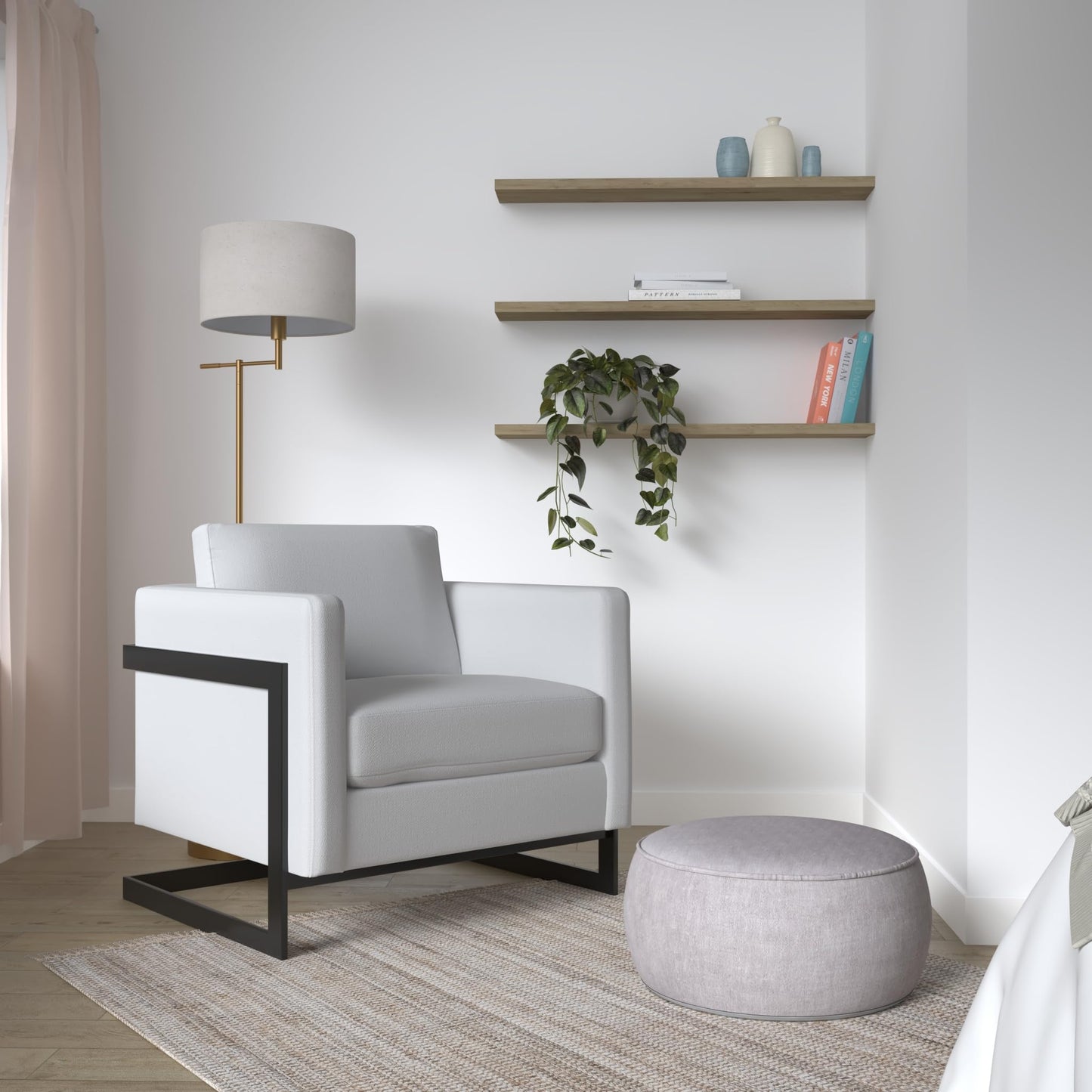 Posse Upholstered Fabric Accent Chair in Black White