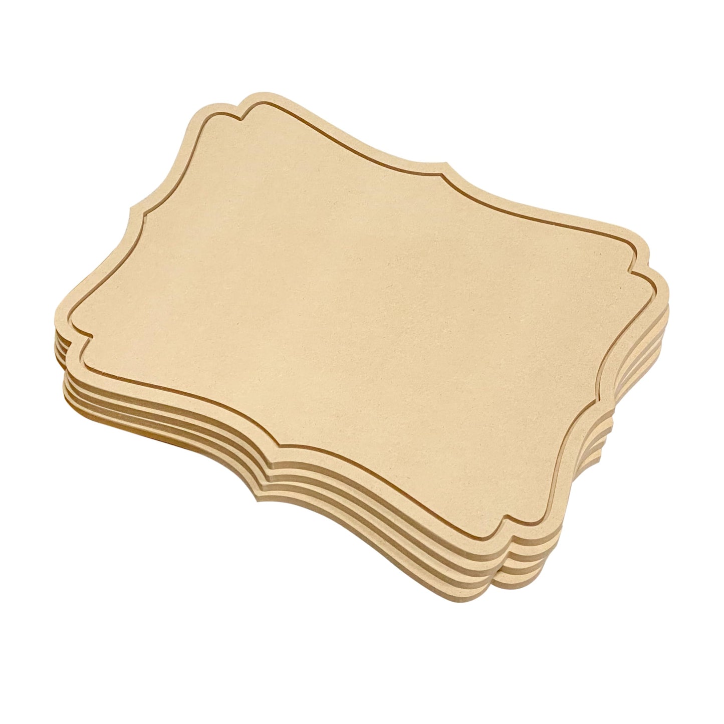 4 Pack Unfinished Wooden Floating Plaques 12"x16"-0.41 Inch Thick MDF Wood Surface Sign Wood Blank Canvas for DIY Arts and Crafts Projects（Quatrefoil Scroll）