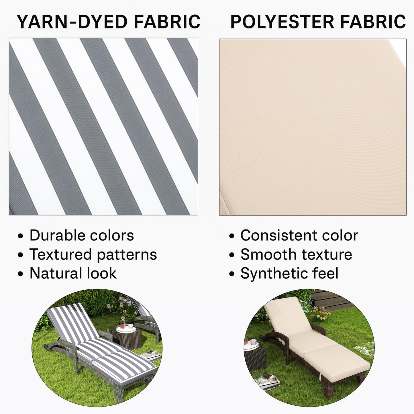 DAYAOUTDOOR Patio Chaise Lounger Set of 2, Outdoor Lounger Patio Chairs, Heavy Duty Lounge Chairs Outdoor, Chaise Lounges for Resort, Backyard, Deck, Poolside, Garden, Grey Stripe