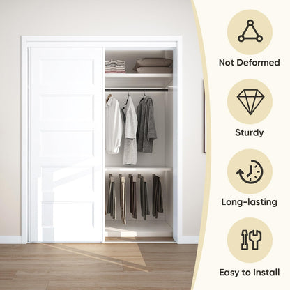 JUBEST Sliding Closet Door 60"(Double 31") x80, 5-Panel Steel Frame Bypass Primed Door with Top & Bottom Track Kits, Preassembled Hardboard Panels with Paintable Surface, Durable & Sturdy