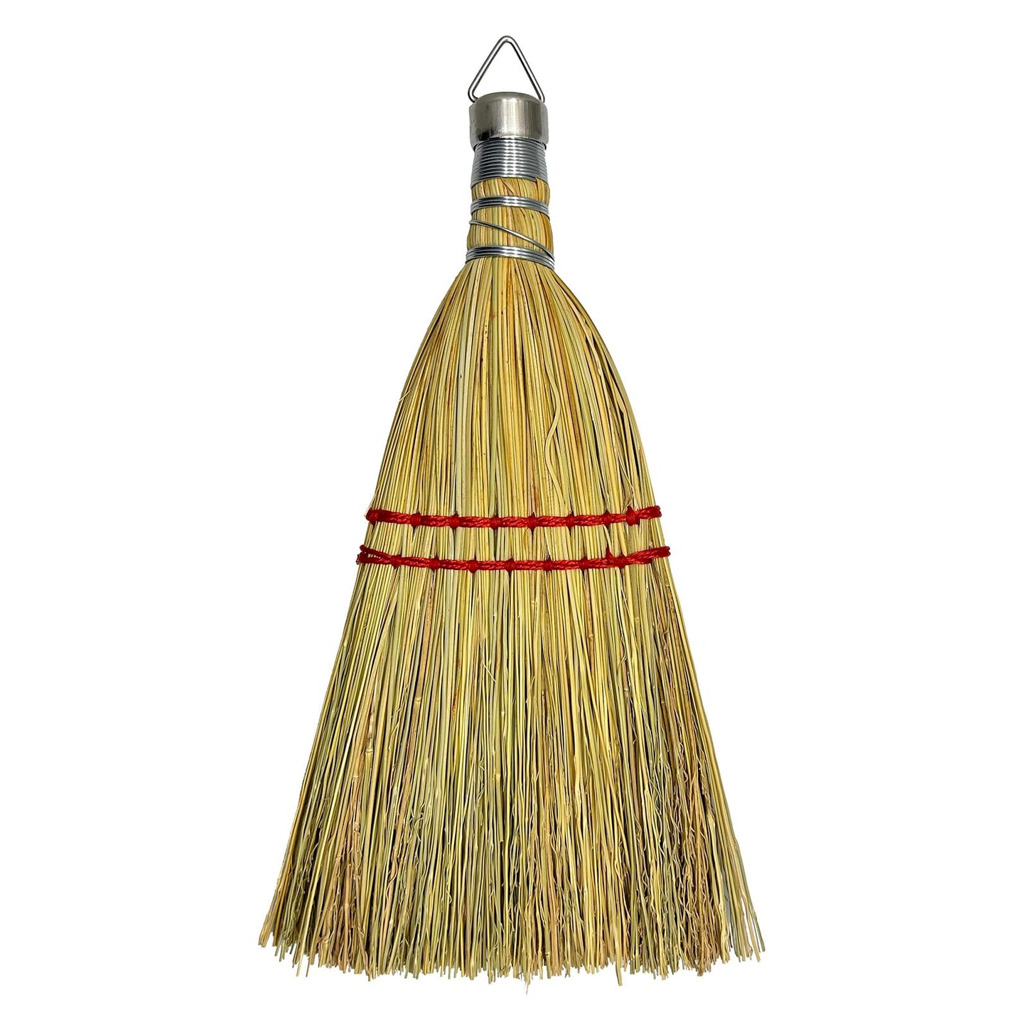 Handmade 12 Inch Mini Corn Broom Whisk Made of Natural Corn Broom Straw with a Solid Metal Hang Design for Indoor & Outdoor Use Car Porch Debris Halloween Dust Dirt Driveways Sidewalks