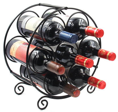 PAG 7 Bottles Freestanding Countertop Wine Rack, Metal Small Table Top Wine Rack, Drink Organizer Bottle Holder, Kitchen Organizers and Storage, Black
