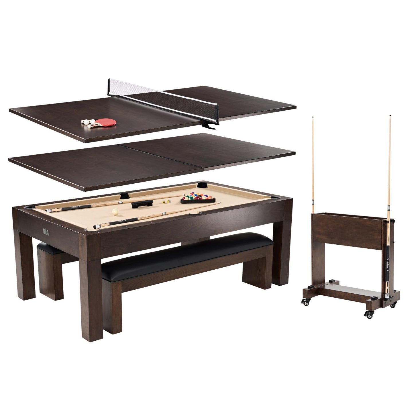 Barrington Monteray 7.5 ft Slate-Tech Pool Table 3-in-1 with Billiards, Table Tennis and Dining Top