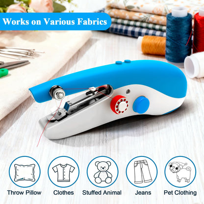 Handheld Sewing Machine Portable, New Exterior Design and Upgraded Technology, Dual-Speed, Built-in Work Light, Dual Power Supply. Perfect for Home & Travel, Adults & Beginners, for Clothes & Jeans