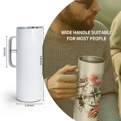 AGH 30oz Sublimation Straight Skinny Tumblers with Handle, 4 Pack Stainless Steel Coffee Mug with Handle, Insulated Tumblers with Lid & Straw, Portable Travel Tumblers for Coffee & Juice.