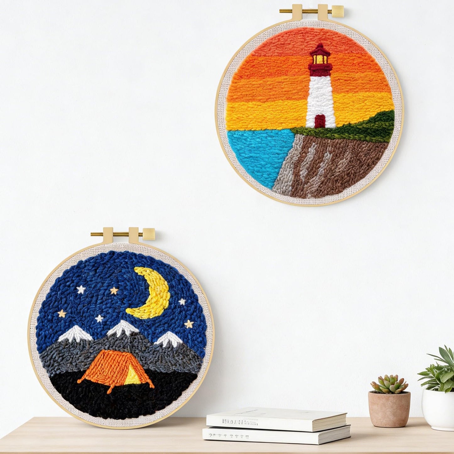 LACHLAND Punch Needle Kit Beginners, Landscape Stitching Kit for Adults&Teens DIY Embroidery Starter Craft with Yarn Needle Tool Easy Hobby Home Decor Gifts for Craft Lover (Lighthouse)
