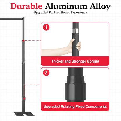 EMART Backdrop Stand Heavy Duty 8.9ftx20ft, Adjustable Pipe and Drape Photo Background Support Kit, Metal Frame with Flat Base for Wedding Birthday Party Banquet Decorations-Black
