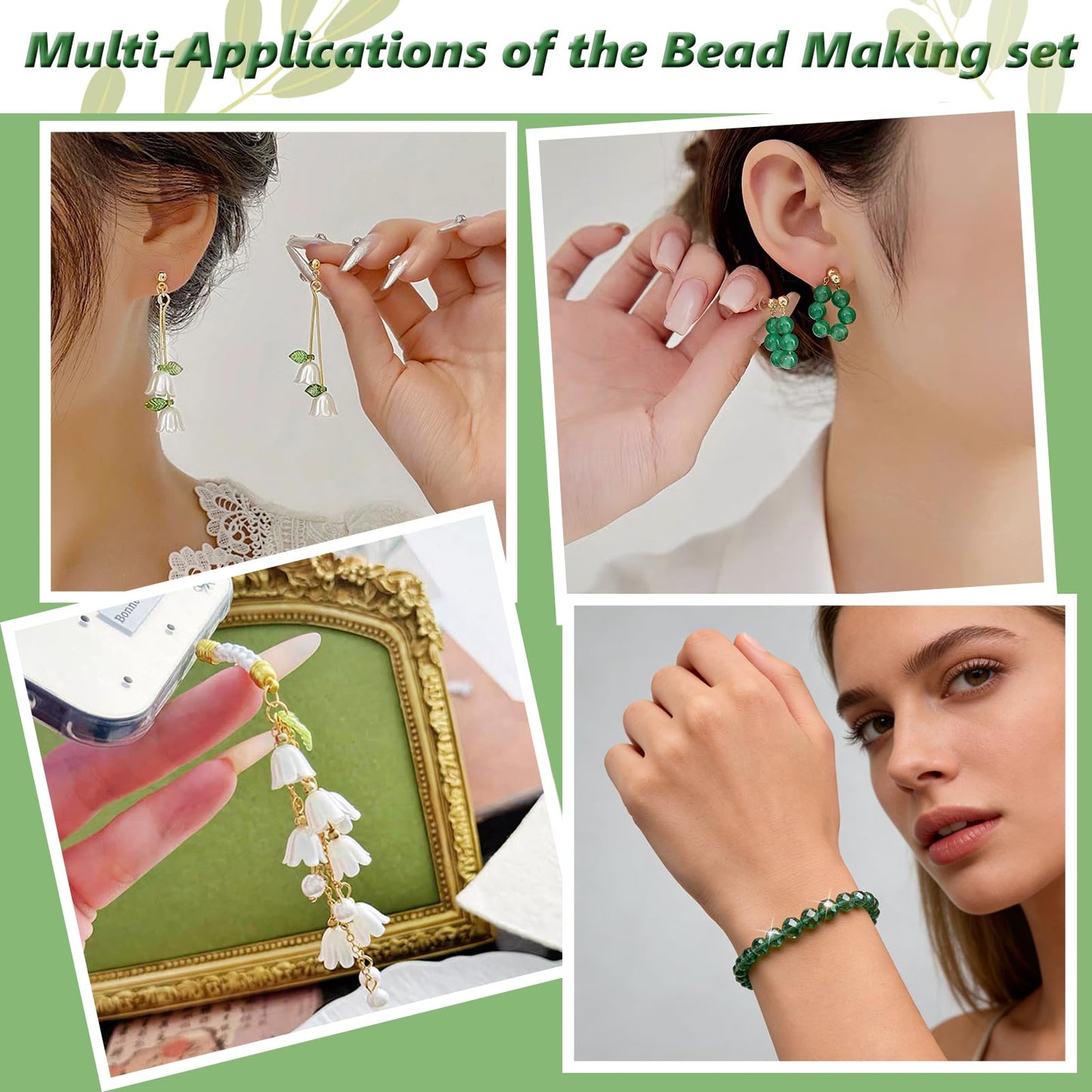 Forever Plant Kit Green Beads for Plant Making,Leaf Flower Beads for Beaded Plants with Plant Pot, Green Beads for Jewelry Making DIY Crafts Kit Plants Lover Gifts