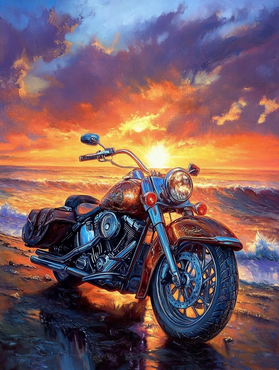 5D Motorcycle Diamond Art 12x16 Inch Full Drill Diamond Painting Kits for Adults & Beginners - DIY Art Crafts for Relaxation and Home Wall Decor 706A
