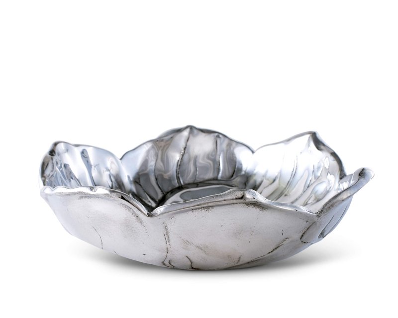 Arthur Court Aluminum Magnolia Bloom Bowl Salad Serving Designer 10 inch Diameter x 3 inch Tall