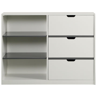 Acme Ratana 3-Drawer Contemporary Wood Cabinet in White/Gray
