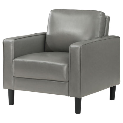 Coaster Home Furnishings - Ruth - Track Arm Accent Chair with Gray Faux Leather Upholstery, Foam Cushion and Tapered Legs - Living Room - Gray - 508367