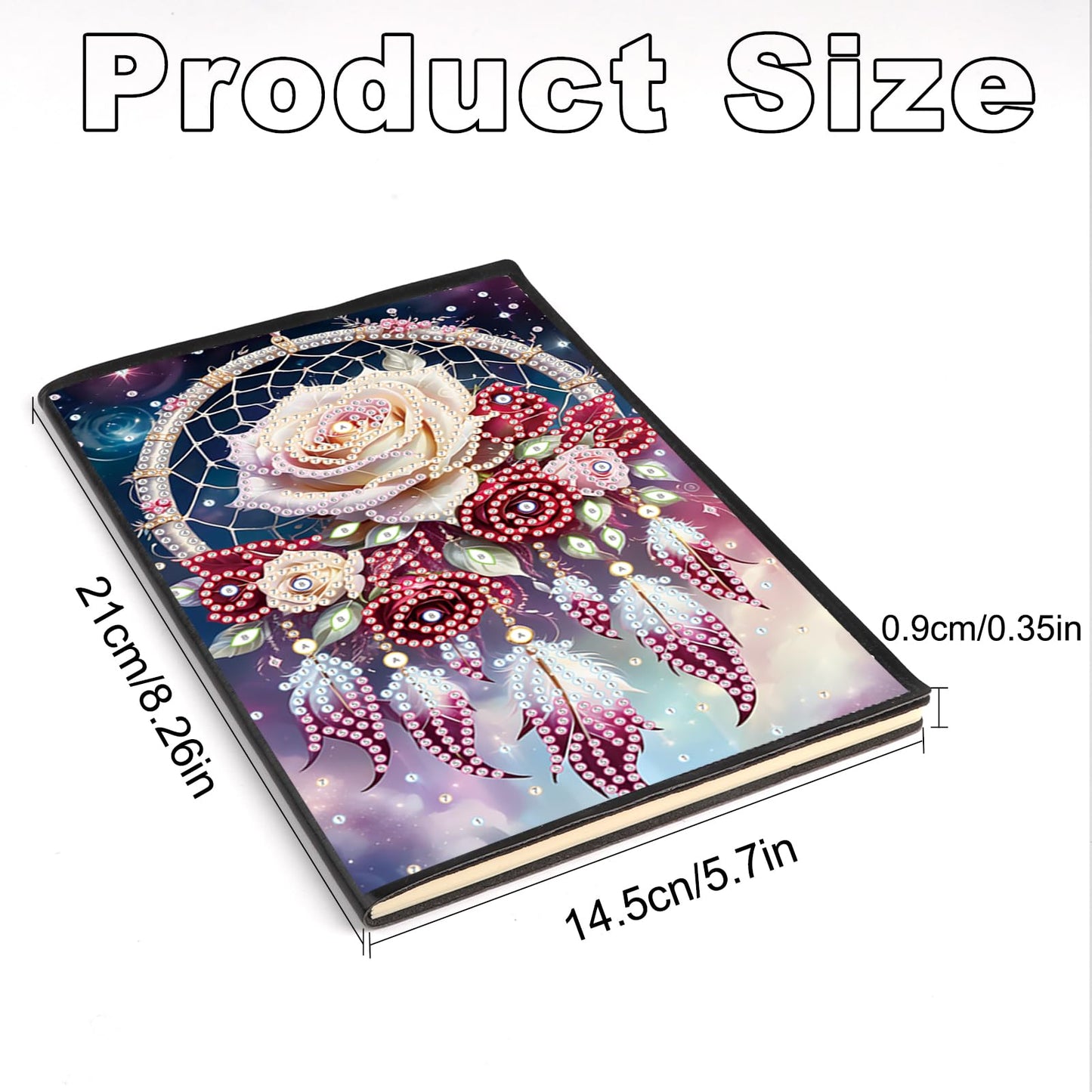 JZHYOAN Rose DIY Diamond Painting Blank Notebook 5D Flower Diamond Art Journal Sketchbook Mosaic Cross Stitch Note Book Kit Gem Art Dairy Travel Drawing Message Art Notebook Craft for Adult Office