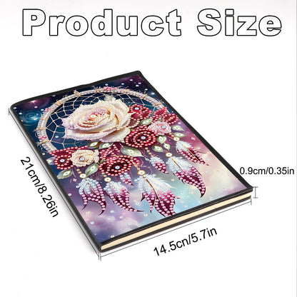 JZHYOAN Rose DIY Diamond Painting Blank Notebook 5D Flower Diamond Art Journal Sketchbook Mosaic Cross Stitch Note Book Kit Gem Art Dairy Travel Drawing Message Art Notebook Craft for Adult Office