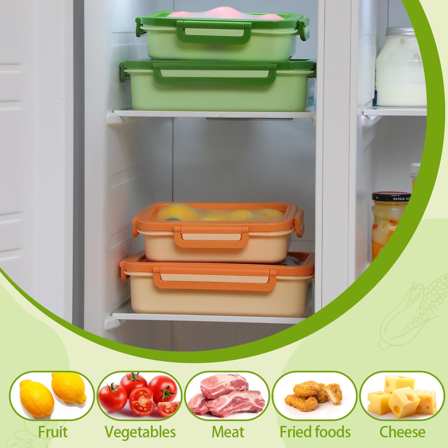 Reallnaive 4 Pcs Large Silicone Fruit Storage Box Anti-oxidation Avocado Saver Keeper Reusable Fridge Containers for Fruit Vegetable Tomatoes Garlic Lemons Potatoes Apples