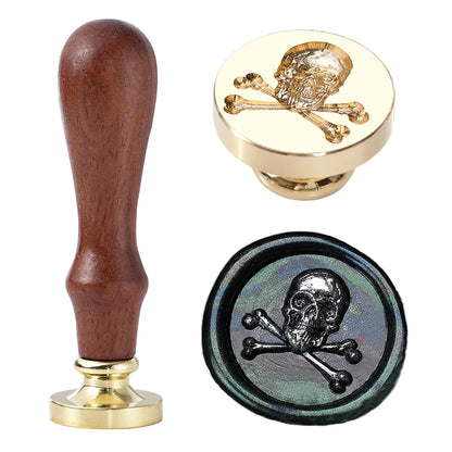 Ychostamp Halloween Wax Seal Stamp - Skull & Crossbones Sealing Wax Stamp, Brass Specimen of Bone Seal Head for Halloween Wedding Invitation Card, Envelopes, Gift Decoration