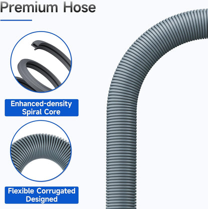 JUWO 6 Ft Washing Machine Drain Hose Extension, Universal Corrugated Discharge Hose for Magic Chef, Panda, Hair (Gray)