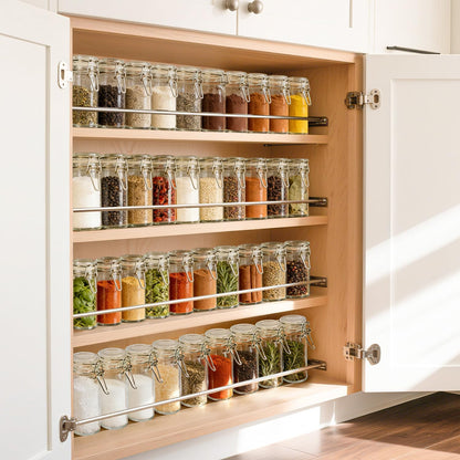 12 Pack 4 oz Set ComSaf Glass Spice Jars with Airtight Swing Top Lids, Small Clear Containers for Pantry Organization