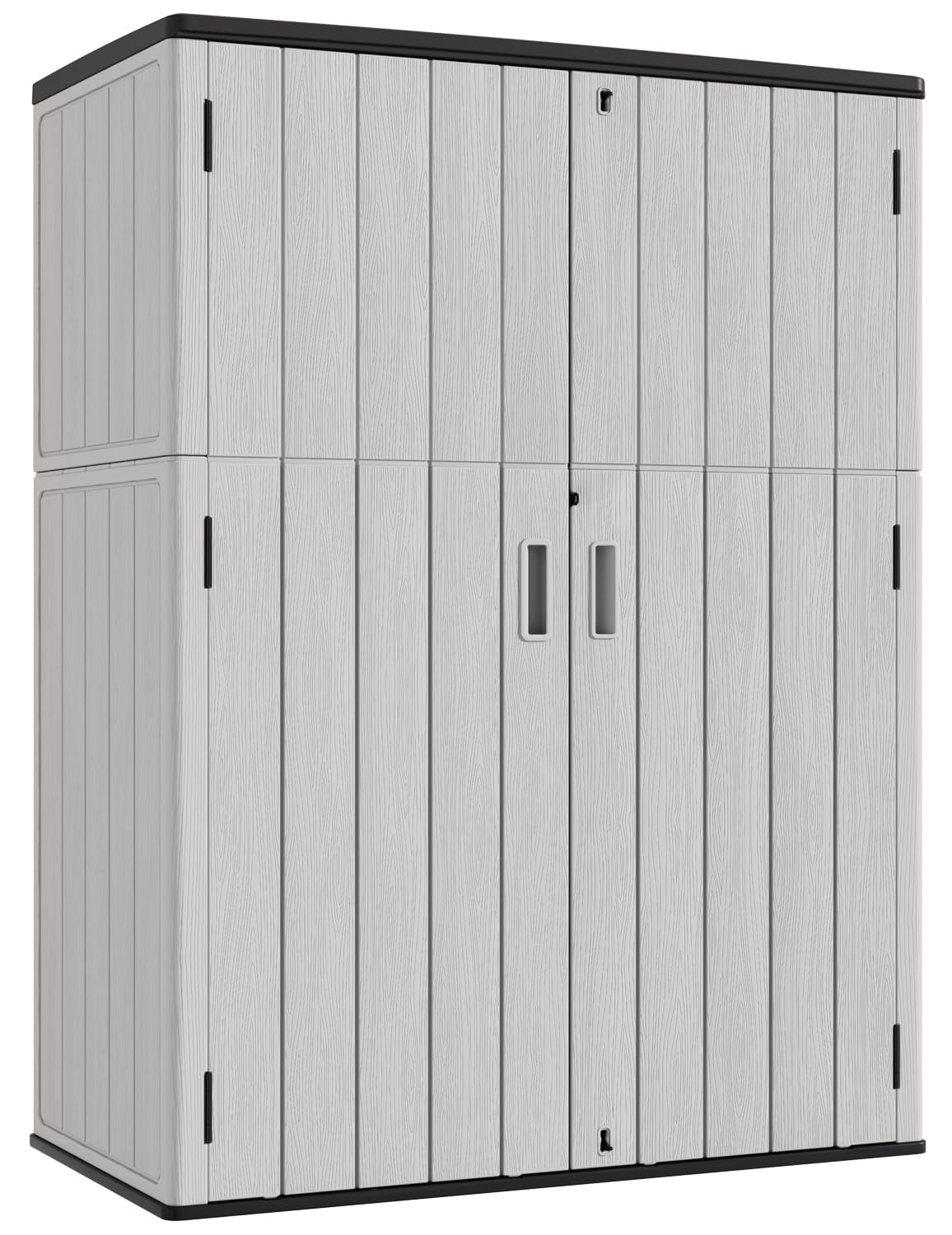 KINYING Outdoor Vertical Storage Shed,57 Cu.ft Outdoor Storage Cabinet Waterproof,Resin Sheds & Outdoor Storage Clearance for Garden,Patio,Backyard,Lockable (Grey)