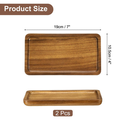 uxcell 2pcs Rectangle Serving Trays, 4 x 7inch Walnut Wood Serving Platter Board Bathroom Tray for Coffee Party Home Decor Cheese Dish Cake Dessert, Brown