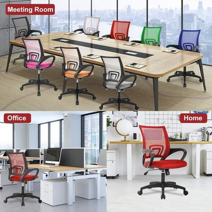 BestOffice Ergonomic Office Chair - Mid-Back Swivel Desk Chair with Breathable Backrest & Lumbar Support - Adjustable Height, Red