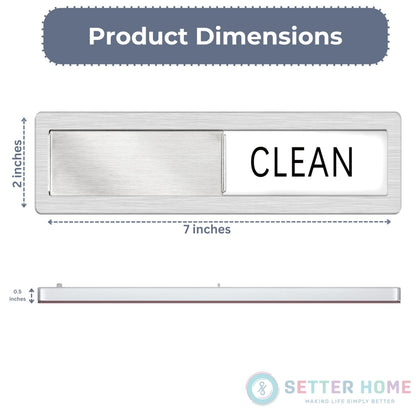 Clean dirty magnet for dishwasher, Premium Stainless Steel Black Clean Dirty Sign Indicator - Grade 304 Clean Dirty Magnet for Dishwasher, Easy to Read with Extra Adhesive Tape (Silver/White)