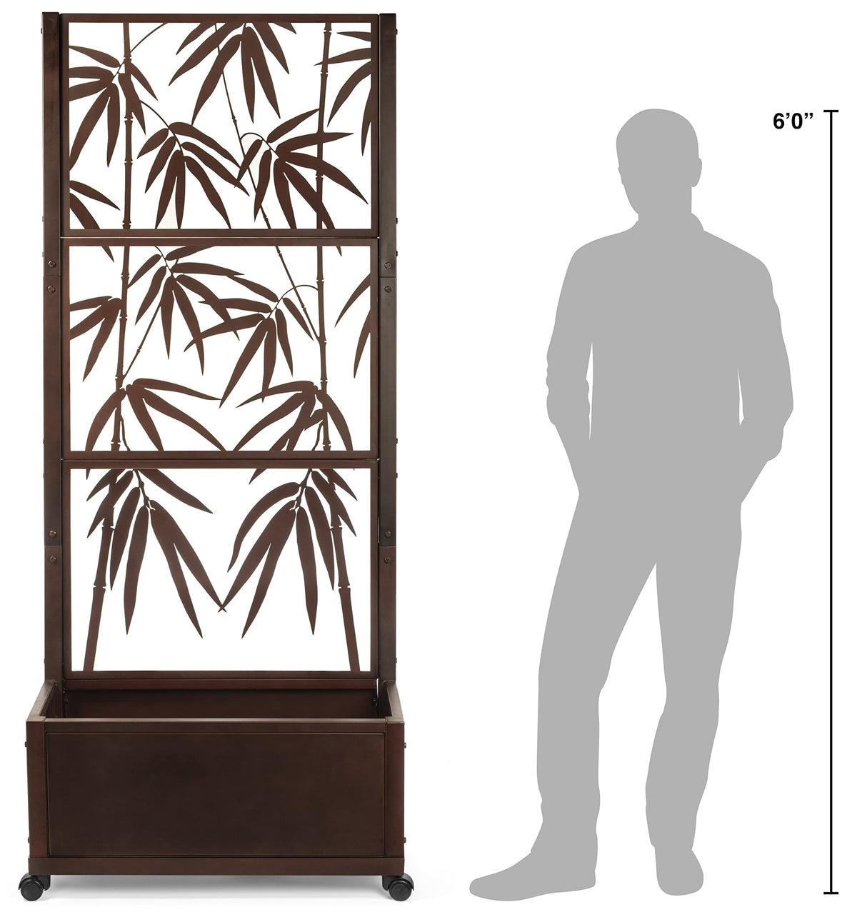 H Potter Trellis Planter with Wheels – 75" Freestanding Metal Privacy Screen Planter Box, Outdoor Indoor Garden Divider for Climbing Plants, Patio, Balcony, Deck