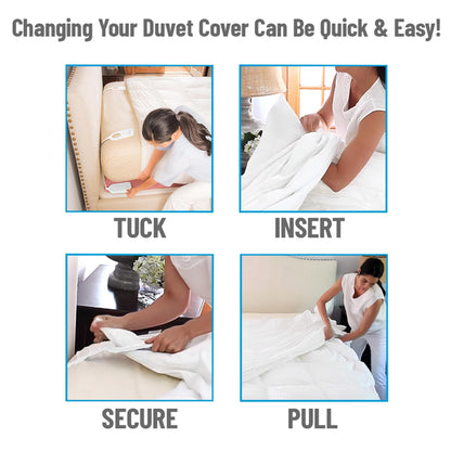 Mind Reader Duv-aid Duvet Cover Changer System, Time-Saving, Prevents Slipping, Easy to Use, Bedroom, Plastic, 2 Pcs, White.