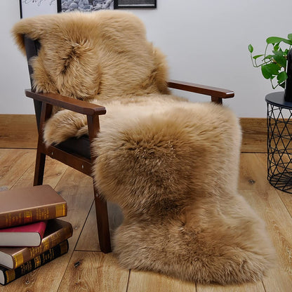 HUAHOO Premium Genuine Sheepskin Rug Brown Real Australia Sheepskin Natural Luxury Fluffy Lambskin Fur Area Rug Seat Covers for Kids Bedroom Sofa Chair Cover Pets Dogs Mat Quarto Pelt/4' x 6' Mocha