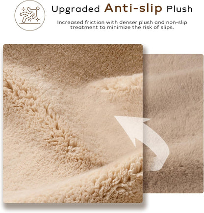 Ashler Ultra Soft Faux Rabbit Fur Rug, 3 x 3 Feet Round, Beige, Machine Washable Nursery Decor