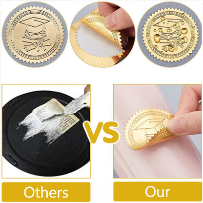 CRASPIRE 408Pcs Awesome Accomplishment Gold Foil Embossed Stickers 2" Planet Self Adhesive Envelopes Seals Round Labels for Wedding Invitation Corporation Graduation Certificates Diplomas Gift Award
