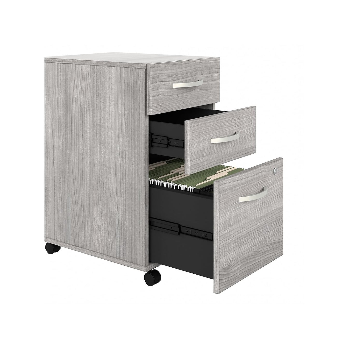 Bush Business Furniture Hybrid 3 Drawer Mobile File Cabinet-Assembled, Platinum Gray
