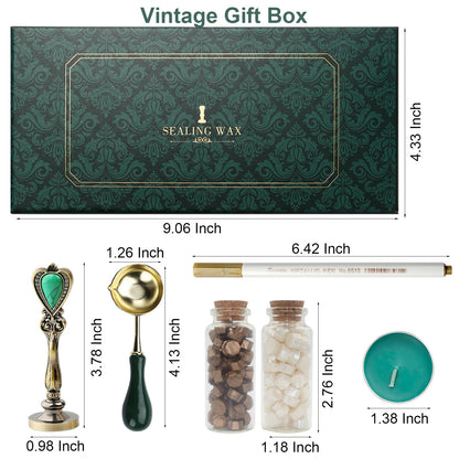 Letter Wax Seal Stamp Kit, Andotopee Wax Seal Kit Initial Alphabet R Sealing Wax Stamp Head 3pcs, Vintage Wax Stamp Seal Kit with Wax Seal Beads, Wax Seal Warmer Tools, Wax Seal Pen, Gift Box Set